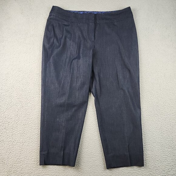 Peter Nygard Pants - Peter Nygard Capri Pants Women's 16 Navy Blue Pleated Stretch Cropped